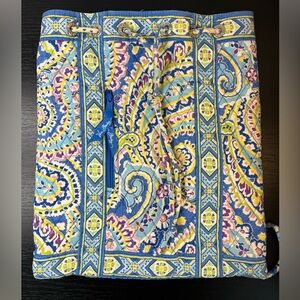 Vera Bradley Capri Blue Paisley Quilted Drawstring Tote Bag/Backpack